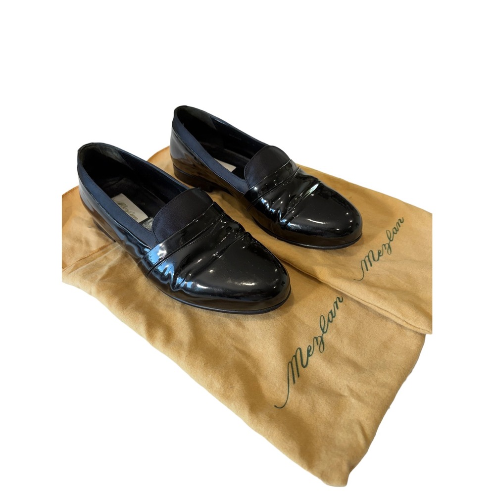 Mezlan Black Patent Leather Tuxedo Dress Loafers, 10W
